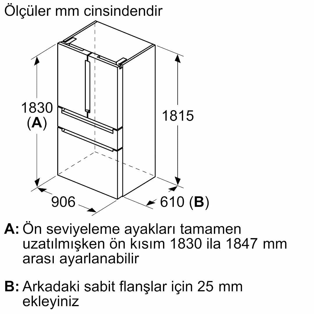 KF96RSBEA iQ700 Gardırop Tipi Buzdolabı, Cam Kapı 183 x 90.5 cm