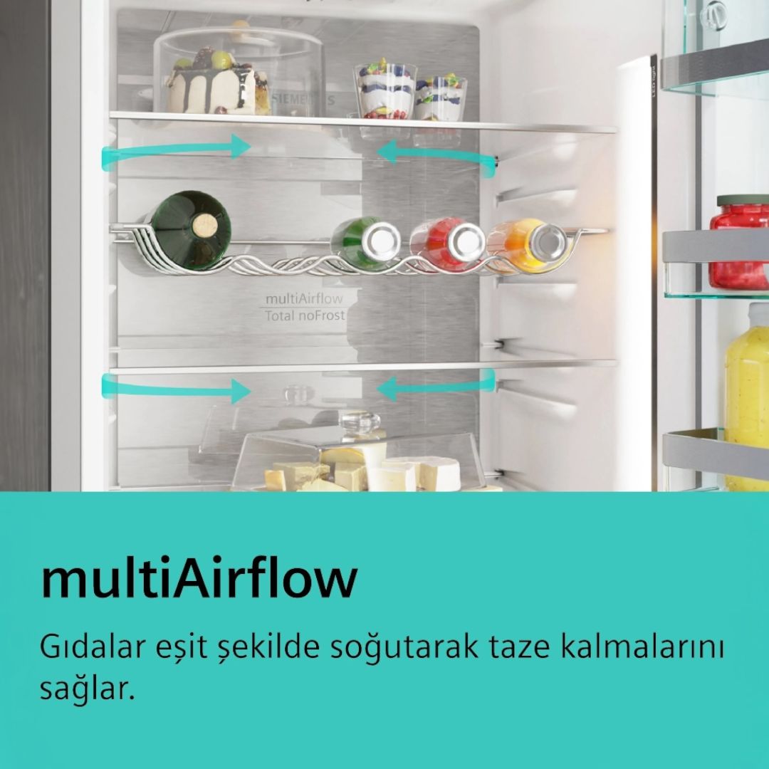 KF96RSBEA iQ700 Gardırop Tipi Buzdolabı, Cam Kapı 183 x 90.5 cm Siyah, Total noFrost